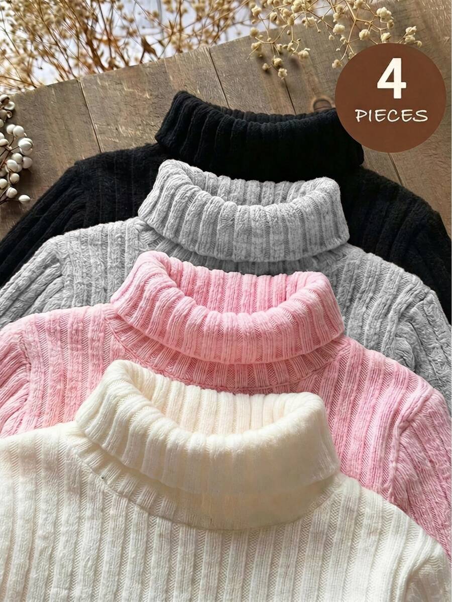 Emery Rose Kids Emery Rose Kids 女童秋冬休閒百搭素色高領T恤 - 彩色 - 查看 1