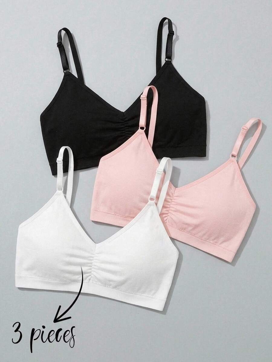 SHEIN 3PCS Teen Girls Bras And Bralettes - Multicolor - View 1