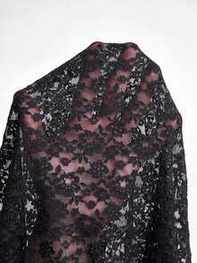 Firerie Plus Size Women Lace Hollow Out Fitted Versatile Date & Casual Top - Black - View 9