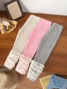 SHEIN 3pcs/Set Young Girls Autumn/Winter Thick Lined Leggings Buy 1 Get 3 All-Match Casual Thermal - Multicolor - View 1