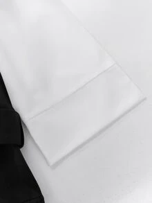 SHEIN Clasi Plus Size Minimalist Casual Versatile Colorblock Collared Long Sleeve Top For Women - Black and White - View 5