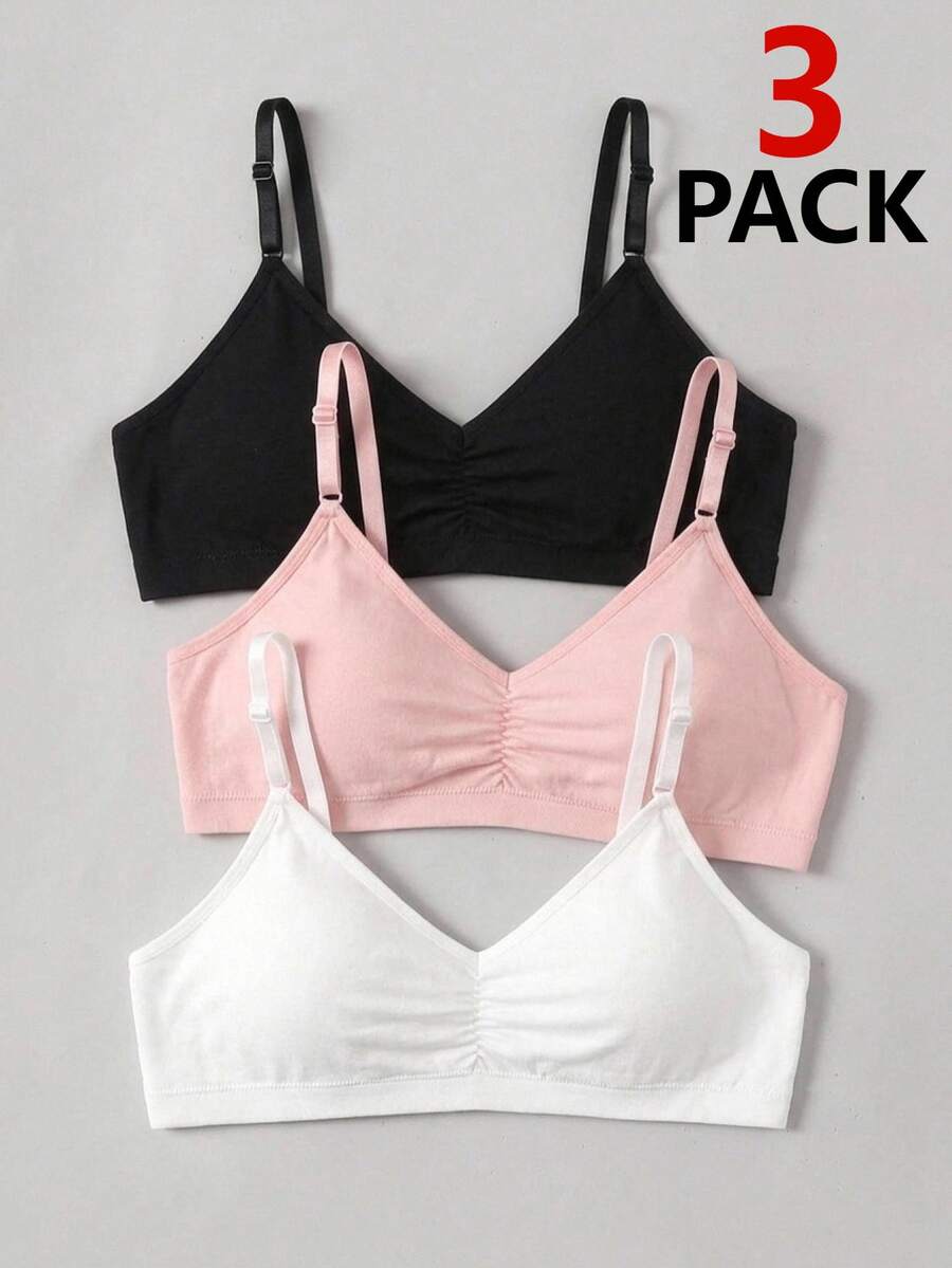 SHEIN 3PCS Teen Girls Bras And Bralettes - Multicolor - View 1