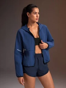 Powerista Women's Zipper Front Long Sleeve Sports Jacket - Navy Blue - View 5