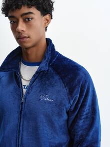 TOKVUE Men's Letter Print Casual Daily Long Sleeve Jacket - Blue - View 4