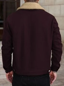 Manfinity CasualCool Men's Colorblock Casual Daily Wear Overcoat - Burgundy - View 2