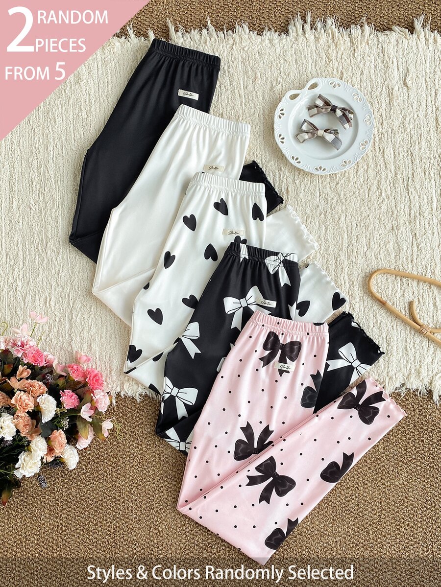 SHEIN 2 Buah Legging untuk Anak Perempuan Remaja - MultiWarna - View 1