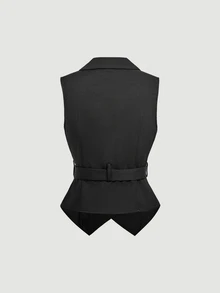 SHEIN MOD Women's Solid Color Casual Versatile Commute & Travel Blazer - Black - View 2