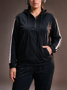 Powerista Women's Colorblock Casual Long Sleeve Plus Size Sports Sweatshirt Sweatshirt - Black - View 6