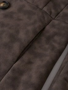 Solivie Women's Plush Patchwork Front Button Casual Regular Fit Jacket, Autumn/Winter Fall Winter 2026 Winter Clothes - Coffee Brown - View 8
