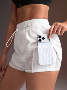 Powerista Women's Solid Color Casual Versatile Daily Travel Sports Shorts - White - View 5