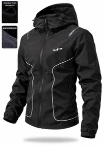 Gym Rark Men's Black Hooded Jacket, Loose Fit Outerwear, Sports Streetwear Casual - Black - View 1