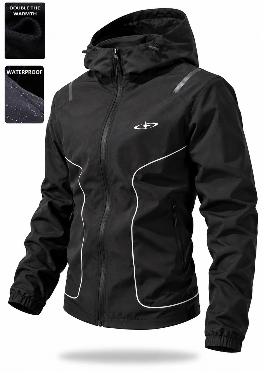 Gym Rark Men's Black Hooded Jacket, Loose Fit Outerwear, Sports Streetwear Casual - Black - View 1