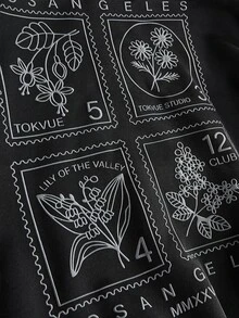 TOKVUE 男士街頭風熱銷 3D 刺繡休閒黑色運動衫，送給男友/丈夫的禮物，週年紀念禮物，朋友聚會 - 黑色 - 查看 2