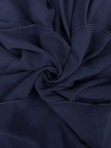 Easowa 圓領多層荷葉邊A字雪紡透視飄逸長袖洋裝，休閒寬鬆優雅通勤「老錢風」度假風，適合秋冬女款短洋裝 - 藏蓝色 - 查看 8