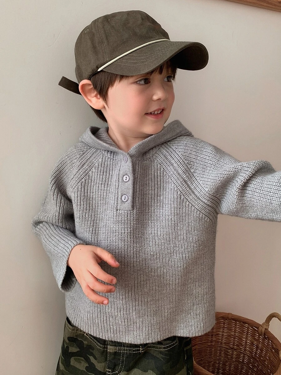 DAZY Infant (Boy) Casual Solid Color Comfortable Autumn/Winter Long Sleeve Sweater - Grey - View 1