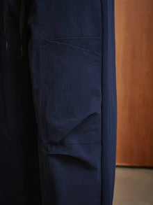 TOKVUE Men's Solid Color Casual Versatile Daily Wear Long Pants - Navy Blue - View 5
