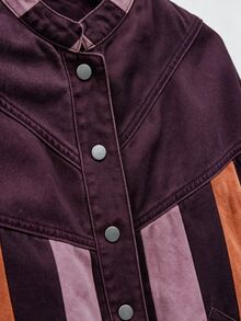 Nöista Denim Jacket With Print In Red And Pink Colors - Burgundy - View 10