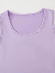 SHEIN 女孩風紫色3件套秋季穿搭，立領夾克＋細肩帶背心＋緊身褲，完整日常套裝，修身健身運動風 - 淡紫色 - 查看 8