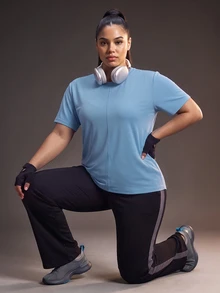 Powerista تي شيرت رياضي أزرق بدون ظهر بمقاس كبير للنساء - الأزرق - مشاهدة 4