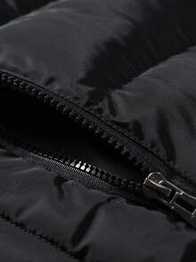 Manfinity Homme Men's Star Pattern Printed Zipper Winter Vest Jacket - Black - View 5