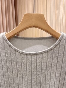 Rusticease Solid Color Casual Long Sleeve T-Shirt For Middle-Aged And Elderly Women - Grey - View 3