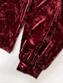 SHEIN LUNE CURVE 大尺碼優雅通勤純色長袖襯衫 - 酒紅色 - 查看 8