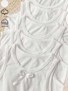 Tween Girl Bow Decor Casual Daily Wear Top - White - View 4