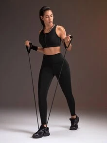 Powerista 2PCS Women Sports Leggings - Black and White - View 6