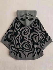 SHEIN CURVE+ Áo cardigan len có mũ tay dài cài nút đơn họa tiết vằn ngựa vằn Halloween cho nữ size lớn - Nhiều màu - Xem 2