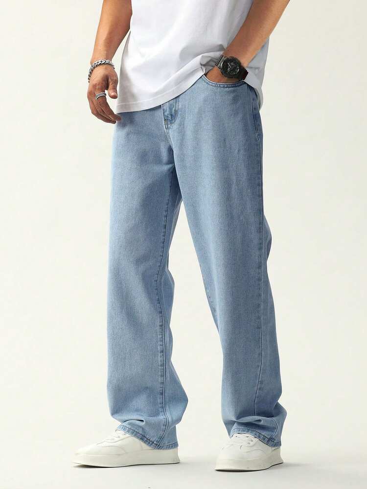 QuarKem Men's Fashion Versatile Button Pocket Jeans For Daily Wear - Light Wash - View 3