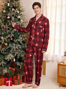 CoupledUp Christmas Long Sleeve Long Pants Men's Loungewear - Multicolor - View 2