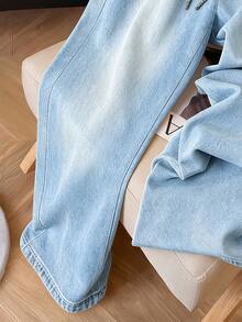 Resyla Women's Vintage American Style Denim Effect Print Drawstring Waist Sweatpants - Blue - View 3