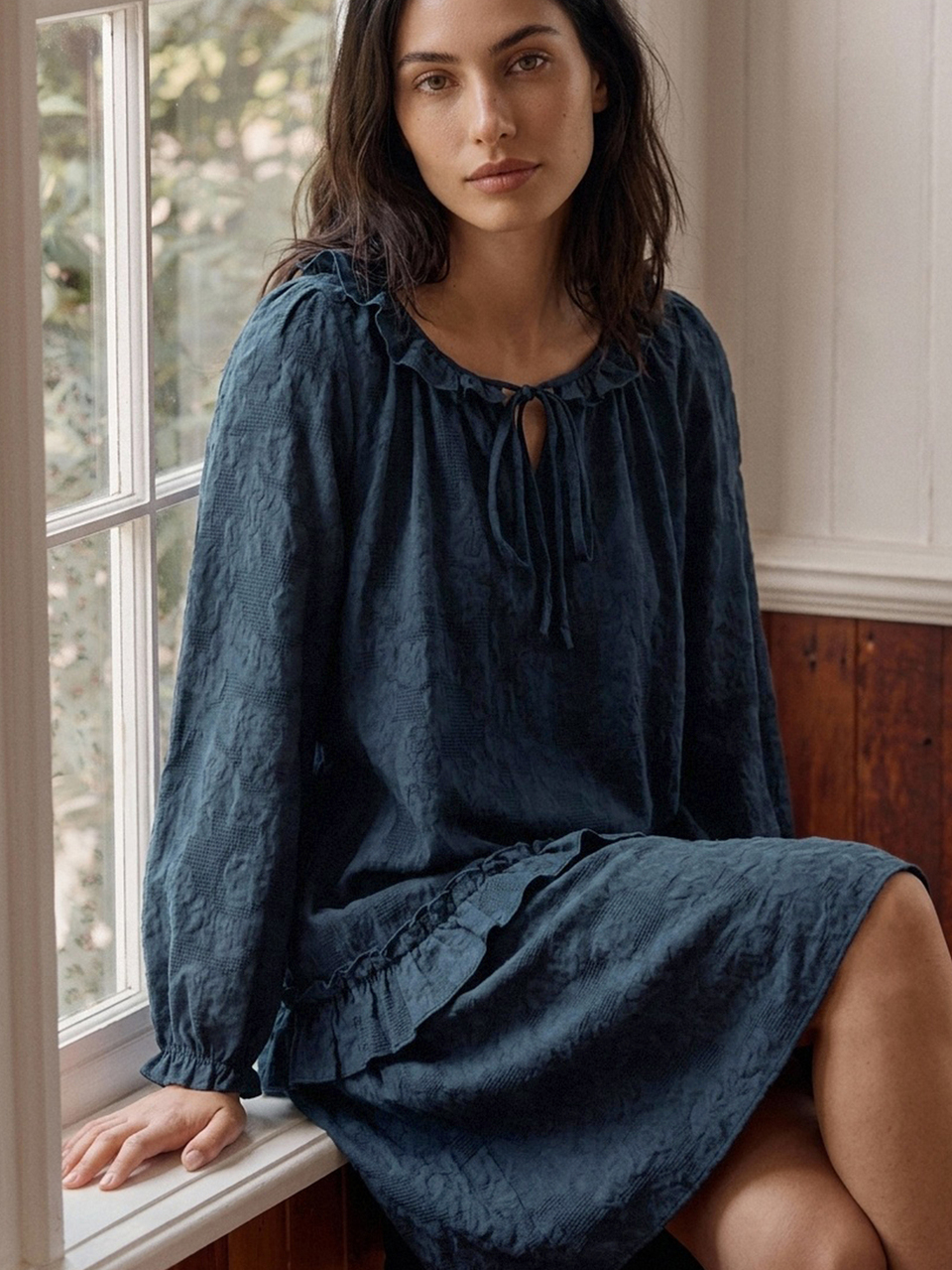 Women's Solid Color Pleated Casual Daily Home Sleep Dress