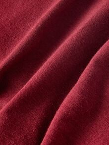 SHEIN MOD Women's Solid Color Pleated Casual Versatile Daily Travel T-Shirt - Burgundy - View 4