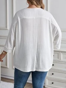 SHEIN CURVE+ 2PCS Plus Size T-Shirts - Black and White - View 2