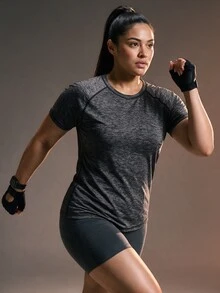 Powerista Women's Plus Size Fitted Short Sleeve Sports T-Shirt - Black - View 3