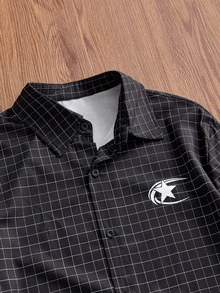 SWAVVY Men's Plaid Print 2 In 1 Shirt - Black - View 3