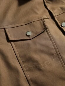 Manfinity Hypemode Men's Solid Color Brown Single-Breasted Casual Versatile Long Sleeve Jacket - Brown - View 6