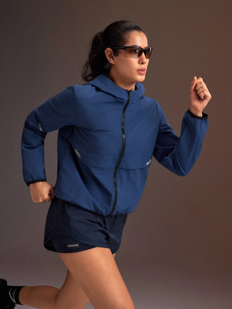 Powerista Women's Zipper Front Long Sleeve Sports Jacket - Navy Blue - View 1