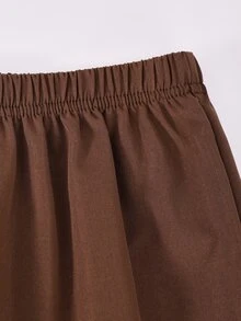 SHEIN 女童秋季3件套，復古Y2K 80年代棕色白色毛絨露肩短版上衣 + 吊帶背心 + 高腰寬腿褲，休閒校園風 - 棕色 - 查看 6