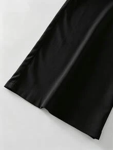 GlowEve 時尚優雅通勤女款純色掛脖寬腿連身褲 - 黑色 - 查看 4