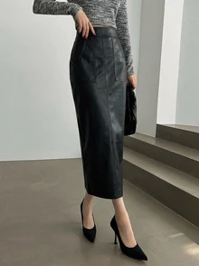 DAZY Women's Solid Color Casual Versatile Daily Skirt - Black - View 6