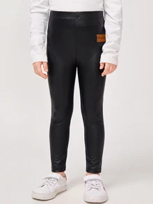Celana Legging Ketat Kasual Serbaguna untuk Pemakaian Sehari-hari Anak Perempuan - Hitam - View 3