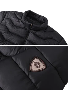 Coreblaze Men's Winter Ribbed Stand Collar Padded Coat, Thickened Cotton Padded Cardigan Jacket - Black - View 5