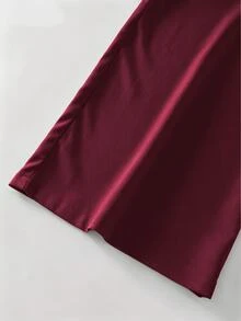 GlowEve Fashionable Elegant Commute 2 In 1 Cold Shoulder Round Neck Tank Top Wide Leg Pants Jumpsuit - Burgundy - View 4