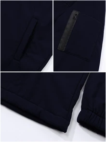 Manfinity Homme 男士純色保暖內裡休閒百搭長袖連帽夾克 - 藏蓝色 - 查看 7