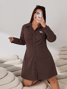 Solflare Plus Size Women's Casual Daily Summer Dress With Knight Graphic And Stripes - Multicolor - View 5