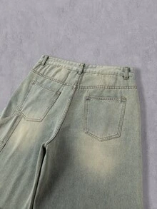 Manfinity Denimwave Men's Loose Wide Leg Light Wash Distressed Denim Jeans - Light Wash - View 5
