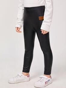 Celana Legging Ketat Kasual Serbaguna untuk Pemakaian Sehari-hari Anak Perempuan - Hitam - View 1