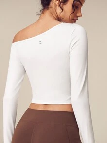 OutZeal Women Sports Tee Casual Studio Modal Slim Fit Off-Shoulder Long Sleeve T-Shirt - White - View 7
